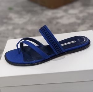 Manolo blahnik susade cotton blue sandals 39
